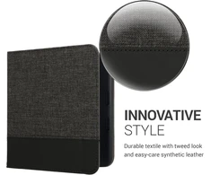 Kwmobile dėklas, suderinamas su kobo libra colour/tolino vision colour - drobės Ereader apsauginis dėklas - antracito juodas