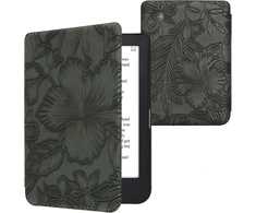 Kwmobile dėklas-vartomasis, skirtas kobo clara 2e / tolino shine 4 - Ereader dėklas - gėlės žaliame reljefe