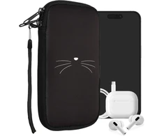 Kwmobile mobiliojo telefono dėklas išmaniesiems telefonams xxl - 7 colių - neopreno mobiliojo telefono dėklo dangtelis - cat miau baltas juodas - 17.7 x 8.5 cm vidiniai matmenys