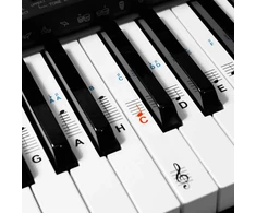 Kwmobile pianino klaviatūros natų lipdukas, skirtas 49 61 76 88 klavišų instrumentams, skaidrus vinilo pianino lipdukas baltiems klavišams su instrukcijomis (anglų kalba negarantuojama)