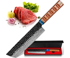 Kyushublade Nariki šefo peilis 18,5 cm, profesionalus virtuvinis peilis, pagamintas iš 67 sluoksnių kalto Damasko plieno, aštrus šefo peilis su ergonomiška rankena namams, restoranui