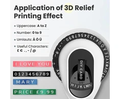 Labelcenter etikečių spausdinimo įrenginys, 3d etikečių spausdinimo įrenginys E975, nešiojamas etikečių reljefinis įrenginys su 6 etikečių juostelėmis, etikečių spausdintuvas su (£ € Ä Ö Ü), lengva naudoti namuose, biure (juodas)