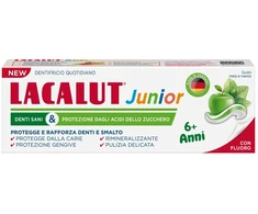 Lacalut Junior dantų pasta 6+ metų amžiaus kasdienei higienai, apsauga nuo karieso su fluoru ir ksilitoliu, obuolių ir mėtų skonio, 55 ml