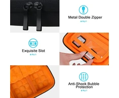 Lacdo išorinio kietojo disko dėklas, apsauginis dėklas, skirtas sandisk extreme pro/sandisk extreme portable išoriniam ssd sdssde81 sdssde80 500gb 1tb 2tb 4tb usb-c eva kelioniniam dėklui, juodas + oranžinis