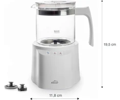 Kavos aparatas Lacor 69398 Mann 3-in-1 pieno putų plakiklis su indu, nerūdijančio plieno pagrindu, hermetišku dangteliu ir ergonomiška rankena, be Bpa, 250 ml, stiklas, baltas, įvairiaspalvis