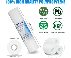 Lafiucy sedimentų vandens filtro kasetė 10 x 2,5 colio, 5 mikronų, 6 vnt., 10 x 2,5 colio viso namo sedimentų vandens filtro pakaitinė kasetė, suderinama su 10 colių ro įrenginiu