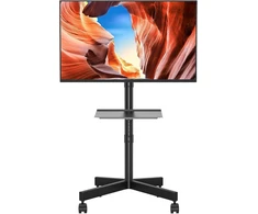 Laikiklis Bontec Mobilus Tv stovas su ratukais 23-60 colių Plazminiams/lcd/led televizoriams, nešiojamas su lentyna nešiojamam kompiuteriui, reguliuojamo aukščio Tv stovas su ratukais, Tv stovas iki 25 kg, maks. Vesa 400 x 400 mm