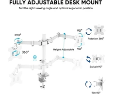 Laikiklis Forging mount ergonomiškas dvigubas monitoriaus stovas, skirtas 13–32 colių lcd led pc ekranams, skirtas stalo monitoriaus stovo laikikliui, reguliuojamas aukštis, pakreipimas 90°, pasukimas 180°, pasukimas 360°