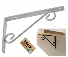 Laikiklis lentynai su dekoratyviniu ornamentu 250x120 mm dekoratyvinis baltas metalas