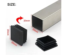 Fotelis Lameliniai kamščiai kvadratiniams vamzdžiams, 32 vnt., 20 x 20 mm, vamzdžių kamščiai, kvadratiniai galiniai dangteliai, plastikiniai, juodi, kvadratiniai kamščiai, apsauginiai dangteliai, stalo kojos metaliniams gaminiams, kėdėms, sofoms, stalams (20 x 20