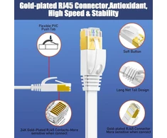 Lan kabelis 50 metrų, Cat 7 tinklo kabelis 50 m, skirtas naudoti lauke ir patalpose, didelės spartos plokščias ethernet kabelis 600mhz 10gbps, S/ftp baltas gigabitinis Rj45 interneto jungiamasis kabelis, atsparus vandeniui, skirtas maršrutizatoriui XBOX (