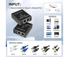 Šakotuvas Lan switch 3 portų, Govflmtech lan skirstytuvas 1 į 3 1000 mbps su usb c maitinimo kabeliu, gigabitinis lan skirstytuvas 1 į 3 kompiuteriui, switch'ui, maršrutizatoriui, apsaugos kamerai, skaitmeninei televizijai ir t.t.