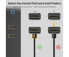 Lankstus Hdmi kabelis 2m, kampuotas 270 laipsnių, 4k/60hz