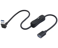 Lanminglel 90 laipsnių usb 3.0 kabelis su įjungimo/išjungimo jungikliu, trumpas usb jungtis į lizdą kabelis su jungikliu, palaiko duomenų perdavimą ir maitinimą led lempai, usb ventiliatoriui, klaviatūrai (įjungtas)