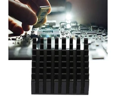 Lantro Js radiatorius 25x25x10mm juodi aliuminio aušinimo radiatoriai, skirti grandinėms plokštėms, galios stiprintuvams ir kt. (10 vnt.)