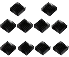 Lantro Js radiatorius 25x25x10mm juodi aliuminio aušinimo radiatoriai, skirti grandinėms plokštėms, galios stiprintuvams ir kt. (10 vnt.)