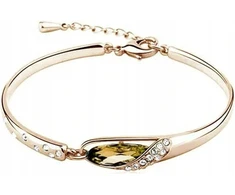 Lanvin Auksinė pusiau bangle apyrankė su šampano spalvos cirkoniu, paauksuota dovana