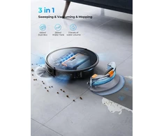 Laresar Clean robotas dulkių siurblys su plovimo funkcija, 4500pa robotas dulkių siurblys, 3-in-1 dulkių siurblys robotas veikia su Alexa, 180 minučių veikimo laikas, idealus naminių gyvūnų plaukams, kilimams, kietoms grindims