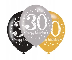 Lateksiniai balionai 30 Lat Sparkling Birthday 6 vnt. Amscan