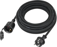 Lauko ilgintuvas 2 m, skirtas naudoti lauke, guminis maitinimo ilgintuvas su schuko kištuku, ip44 ilgintuvas, h07rn-f 3g 1.5 mm² kabelis, su apsauginiu dangteliu, 3500 w, 16 a 250 v, juodas