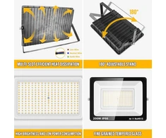 Lauko Led prožektorius 200w, 20000 Lm, 4000k, Ip66 atsparus vandeniui