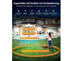Lauko LED prožektorius su judesio davikliu Meikee, 80 W, 7865 lm, IP66