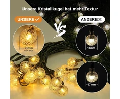 Lauko saulės energija įkraunamos girliandos, 12 m, 100 Led lauko girliandų, lauko saulės energija įkraunamos girliandos, Ip65 atsparios vandeniui, 8 režimai, lauko girliandos, balkonų dekoravimui, Kalėdoms, vakarėliams, sodo dekoravimui, medžiams