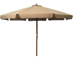 Lauko skėtis nuo saulės su mediniu stulpu, taupe spalvos, 330cm