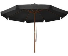 Lauko skėtis nuo saulės su mediniu stulpu, antracito, 330cm