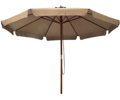 Lauko skėtis nuo saulės su mediniu stulpu, taupe spalvos, 330cm