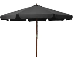 Lauko skėtis nuo saulės su mediniu stulpu, antracito, 330cm