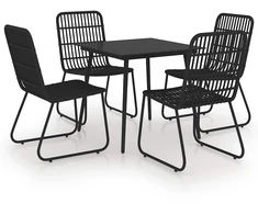 Lauko baldų komplektas Lauko valgomojo komplektas, 5 dalių, poliratanas ir stiklas