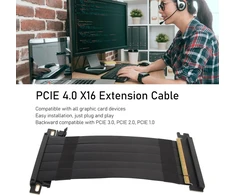 Lazmin112 Pcie 4.0 X16 stovas kabelis, Gpu prailginimo kabelis su lanksčiu dvipusiu dideliu greičiu, 180 laipsnių ekranuotas, skirtas Rtx 4090 Rx 7900 Xt Rx 7000 (juodas), Lazmin112wo0ecnudt2-16