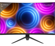 Lc-power lc-m27qc 27 colių lenktas žaidimų monitorius, qhd raiška 2560 x 1440, 180 hz, 1500r, 4000:1, va panelė, amd freesync, 1 ms mprt, 125.1% srgb, 93.8% dci-p3, dp/hdmi, juodas