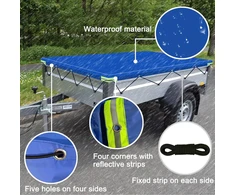 Lcautfr Priekabos tentas plokščias tentas 208 x 114 x 10 cm priekabos uždangalas Pvc neperšlampamas ir atsparus plyšimui su tentu virve atšvaitais kilpomis Stema Böckmann automobilių priekaboms 750 kg