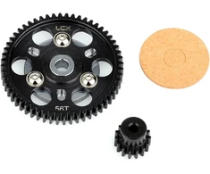 Lcx racing 1/10 rc crawler automobilio grūdinto plieno 32p 56t cilindrinė pavara su 15t žvaigždute, skirtas axial scx10 wraith, atnaujinimo dalys priedai