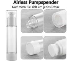 Ldxdru 15 vnt. beoris pompinis dozatorius 15 ml, 30 ml, 50 ml vakuuminis losjono dozatoriaus buteliukas plastikinis kremo dozatorius su piltuvėliu, ventiliuojama vakuuminė kosmetikos talpykla kelionėms ir namams