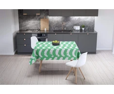 Le Jardin du Lin virtuvinė dekoratyvinė staltiesė Petrol Žalias Baltas 140 x 140 cm - sukurta ir pagaminta Turkijoje