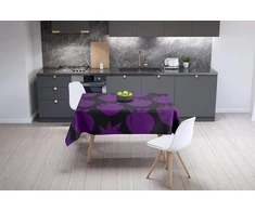 Le Jardin du Lin virtuvinis dekoratyvinis staltiesė, violetinė, juoda, 140 x 140 cm - sukurta ir pagaminta Turkijoje