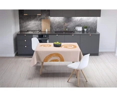 Le Jardin du Lin virtuvinis dekoratyvinis staltiesė oranžinė ne tiesi balta 140 x 140 cm - sukurta ir pagaminta Turkijoje