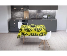 Le Jardin du Lin virtuvinis dekoratyvinis staltiesė, neoninė geltona, dūmų spalvos 140 x 140 cm - sukurta ir pagaminta Turkijoje