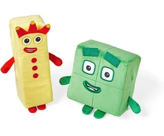 Learning Resources Playful Friends: Numberblocks Three and Four, Numberblocks pliušiniai žaislai Three and Four, Numberblocks pliušiniai žaislai mergaitėms ir berniukams, minkšti žaislai kūdikiams 1-3 metų, nuo 18 mėnesių