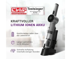 Lebenlang Belaidis rankinis dulkių siurblys, akumuliatorius 17000pa, testo nugalėtojas, su stipria ličio baterija ir stovu su įkrovimo funkcija, automobilinis dulkių siurblys be maišelio, skirtas naminių gyvūnų plaukams