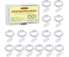Led dekoratyvinės lemputės su baterijomis, 15 vnt., 2 m, 20 led, varinė viela, ip67 vandeniui atsparios dekoratyvinės lemputės vakarėliams, vestuvėms, kalėdinėms dekoracijoms, apšvietimo atmosferai