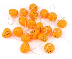 Led girlianda moliūgai Helovinui 3 metrai 20 diodų ant baterijų oranžinė