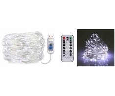 Led girlianda su usb, valdoma pulteliu, šaltai balta, 5 m