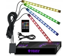 Led juostos apšvietimas automobiliui, salono apšvietimas, rgb juosta su nuotolinio valdymo pulteliu