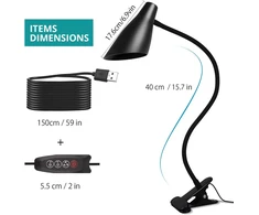 Led klipsinė lemputė, Usb stalinė lempa, 3 spalvų režimai, 10 ryškumo lygių
