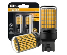 Led lemputės w21/5w t20 7443 canbus oranžinės stiprios 150smd posūkio signalas