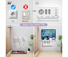 Led naktinė lemputė su stovu ir lizdu, naktinė lemputė su 4 usb-a ir 3 krypčių lizdo adapteriu, reguliuojamas automatinis šviesos jutiklis